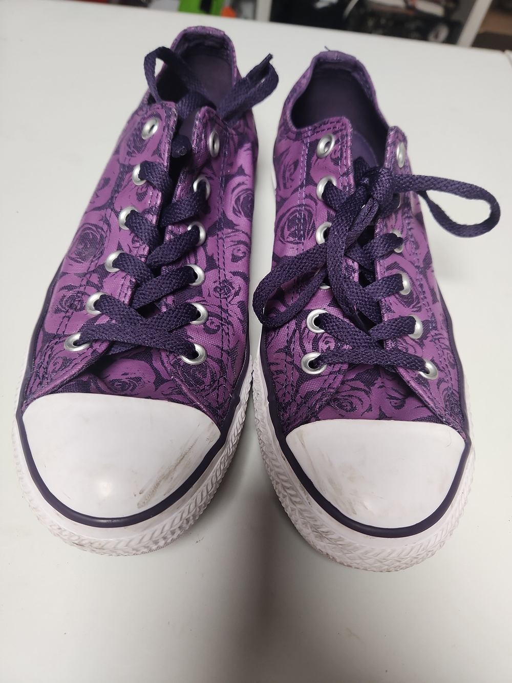 Women's Purple Floral Canvas Low-Top Sneakers
